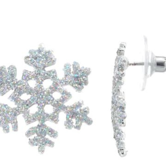 *5 for $20* Glitter Snowflake Earrings - Picture 1 of 2